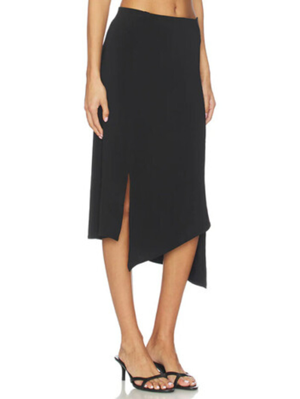 EAVES Ira Asym Midi Skirt Stretch jersey fabric Asymmetric black SZ XL NWT $179